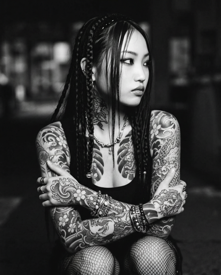 Tattooed 25 yo Asian woman